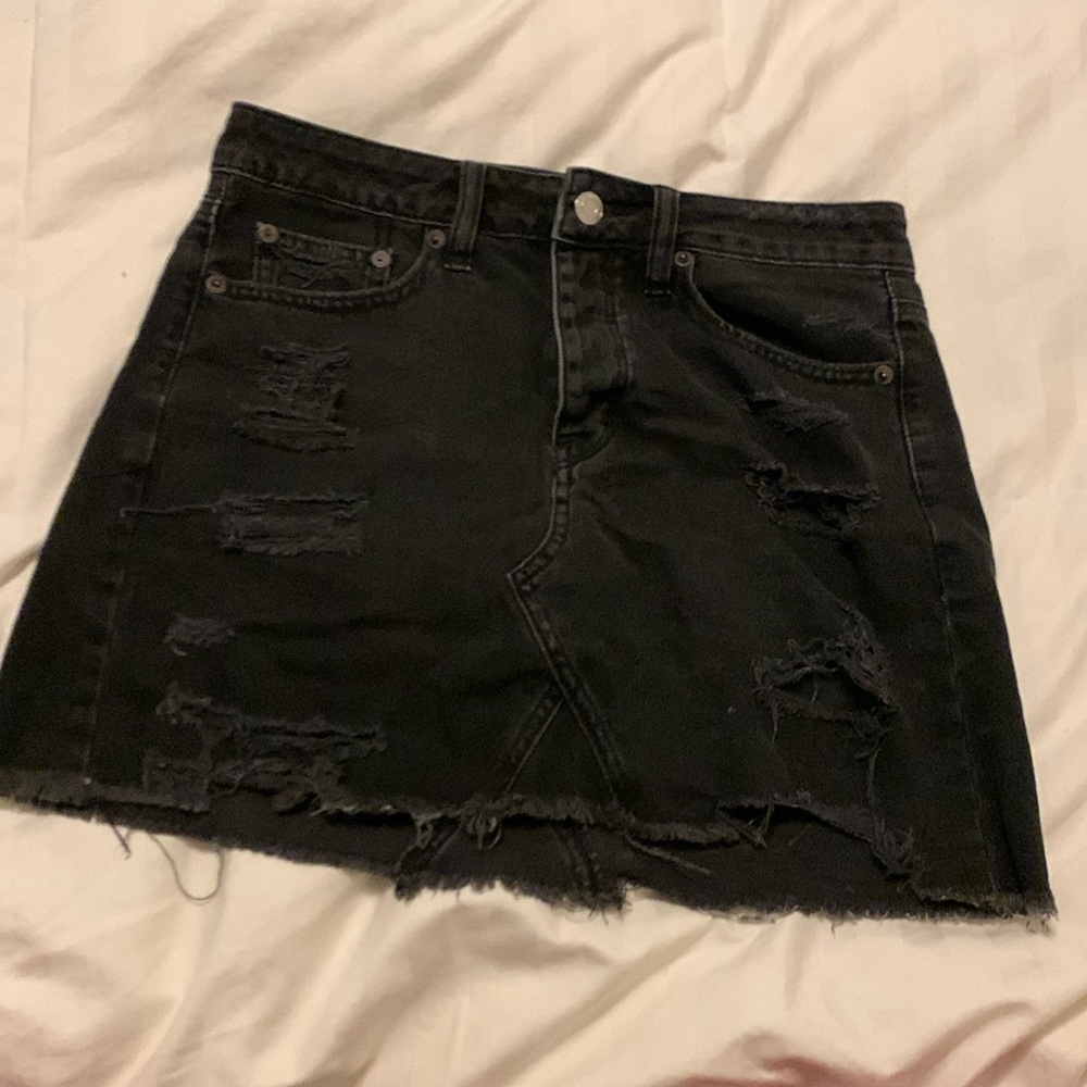 MOVING SALE American Eagle Black Distressed Denim Skirt